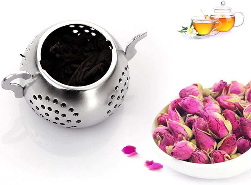 Tea Infuser Stainless Steel Tea Strainer Teapot Shape Infusers Tray with Chain Filter for Brewing Teas Teaware Accessories