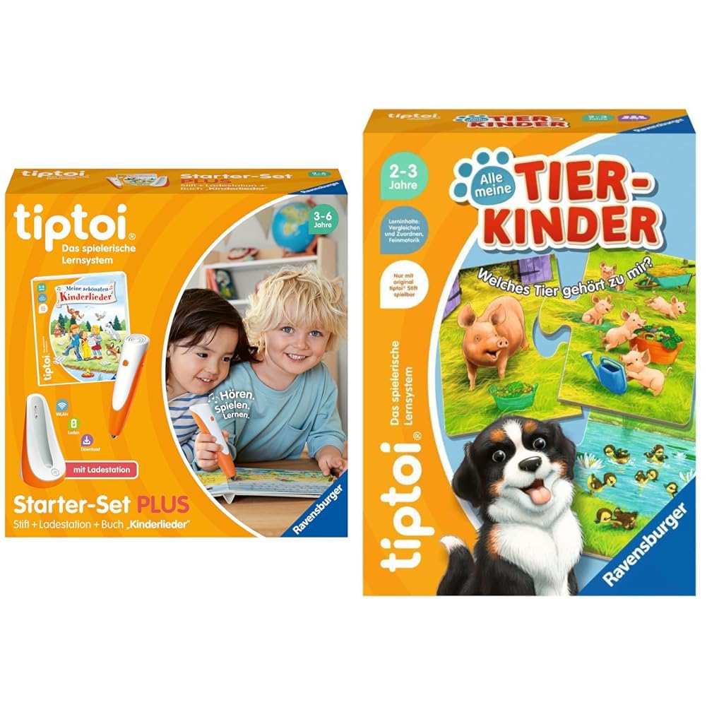 Ravensburger tiptoi Starter-Set Plus 00159 Stift und Buch Meine schönsten Kinderlieder & 00108 Alle Meine Tierkinder