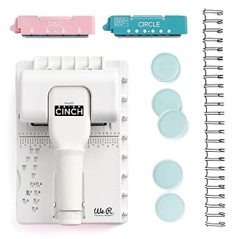 We R Memory Keepers Multi Cinch Kit 2 in 1 Circle & Disc Book Binding Art Crafts Sewing Scrapbooking Journaling Printmaking Paper Craft Office Home Card Stock DIY Card Making Sticker Machine