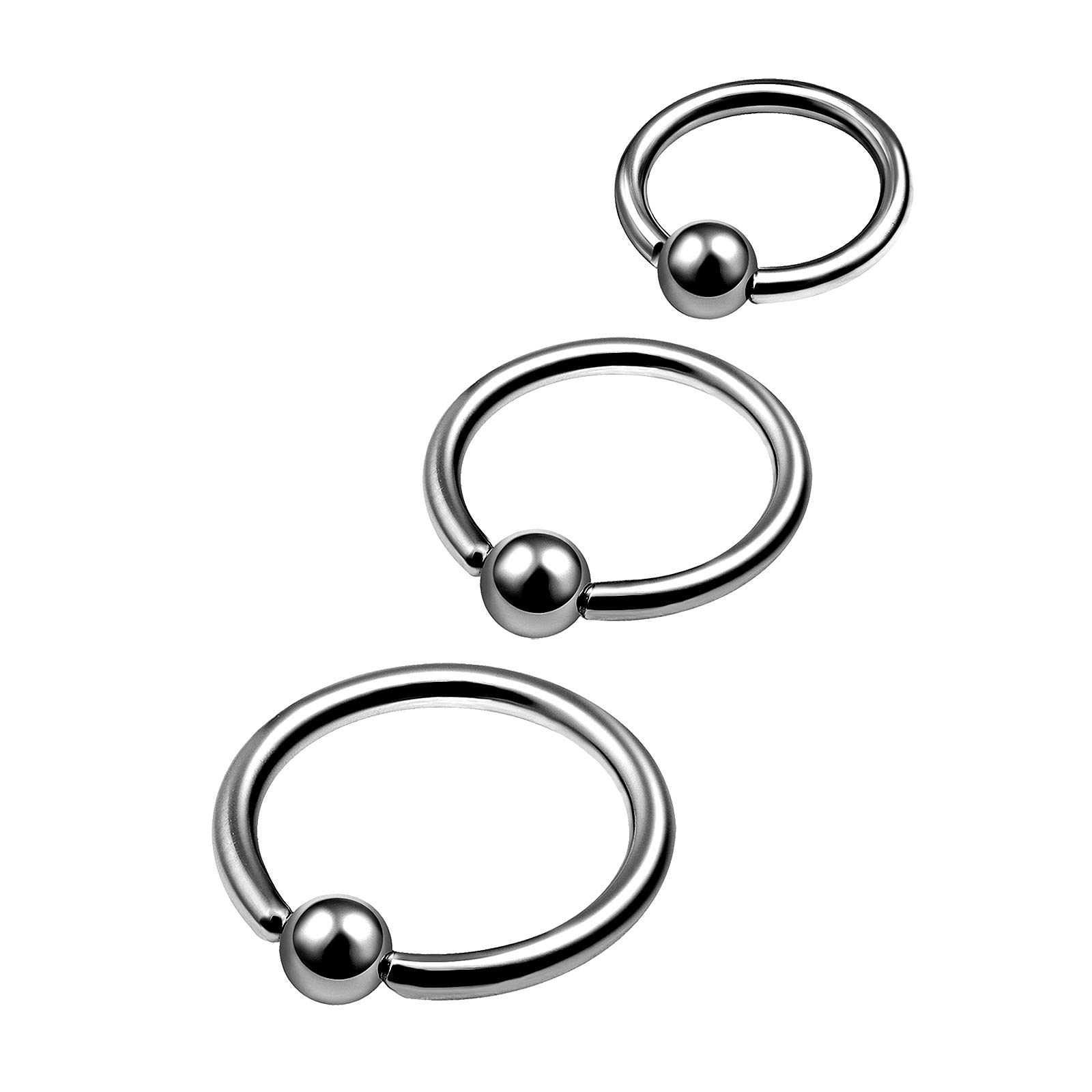 MATIGAMATIGA 3Pcs Titanium G23 18g 16g 14g 6mm 8mm 10mm captive bead hoop Piercing Jewelry Eyebrow Tragus Nose Cartilage Ball More Choices