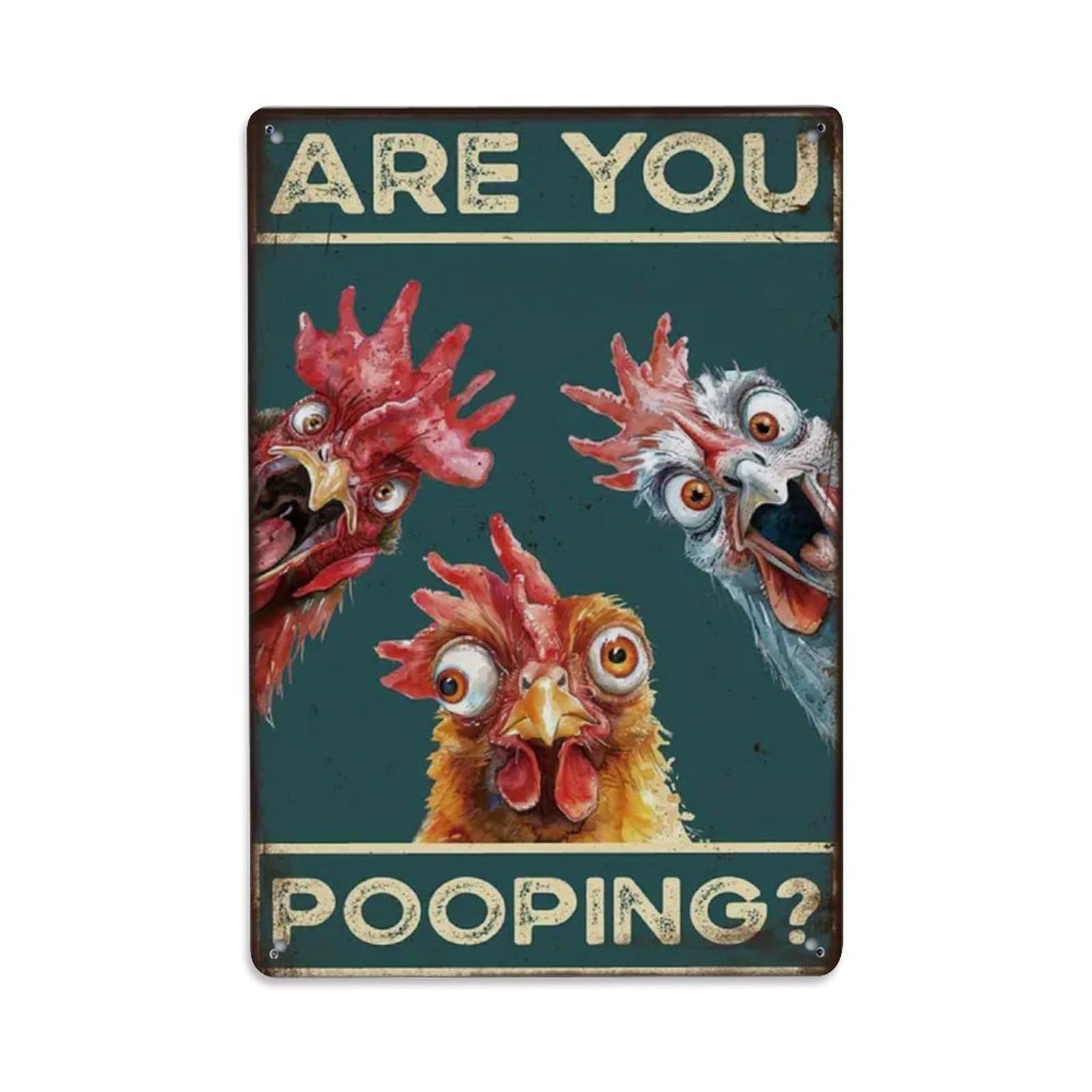 Rkundrne Vintage Are You Pooping Metal Tin Sign Garden Bedroom Cafe Bar Man Cave Home Wall Decor Metal Poster 8X12 In