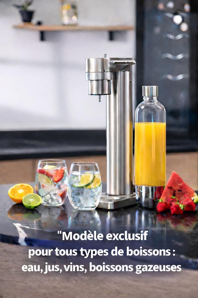 Machine à Gazéifier Mixte Fizz Club Fusion pour Eau et boissons en acero inoxidable
