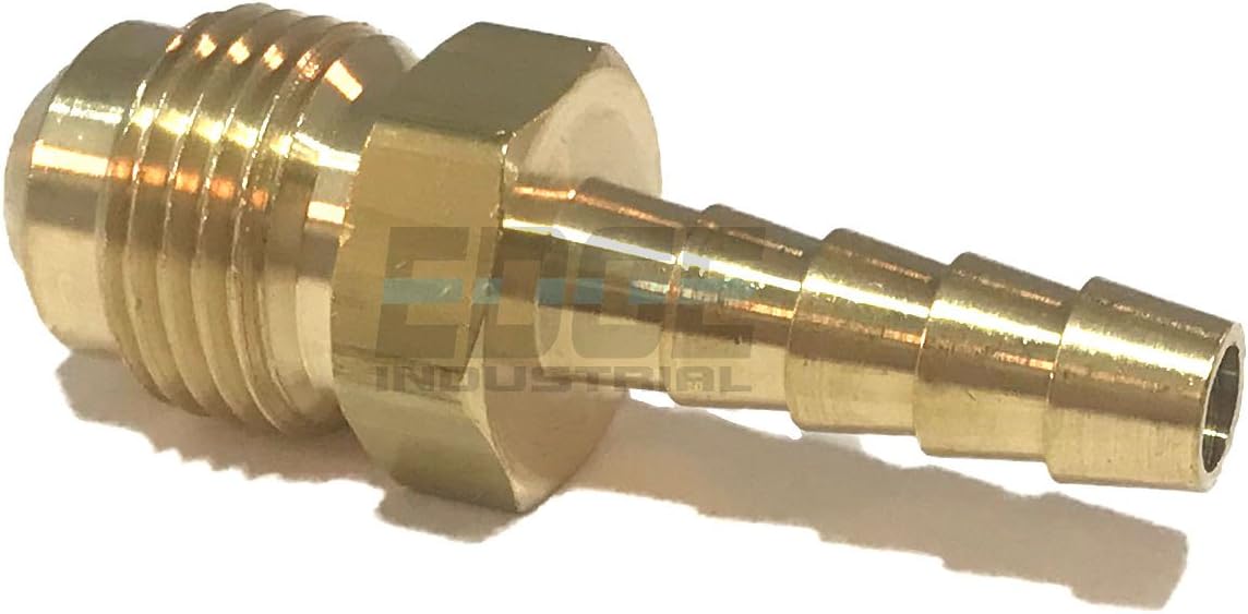1/4 HOSE ID TO 3/8 45° MALE FLARE STRAIGHT BRASS FITTING FUEL/AIR/WATER/OIL/GAS/WOG (QTY 01)