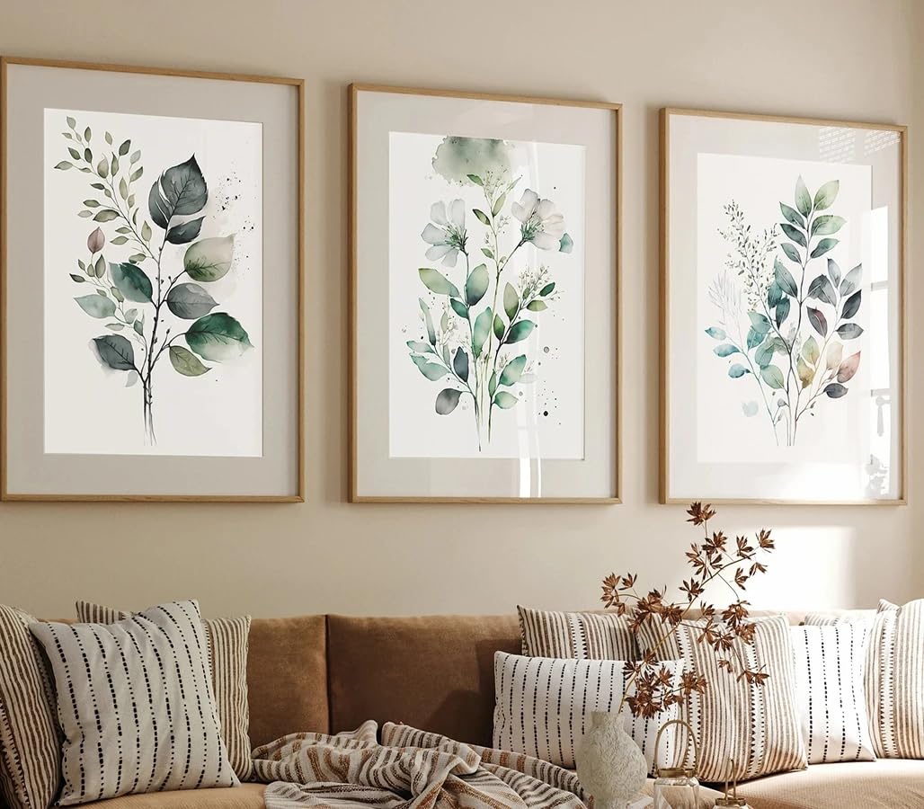 LMYSXAOZ Floral Print Wall Art, Watercolor Botanical Flower Wild Flowers Minimalist Nordic Style For Room Office Home Decoration(60x90cm-3Pcs)