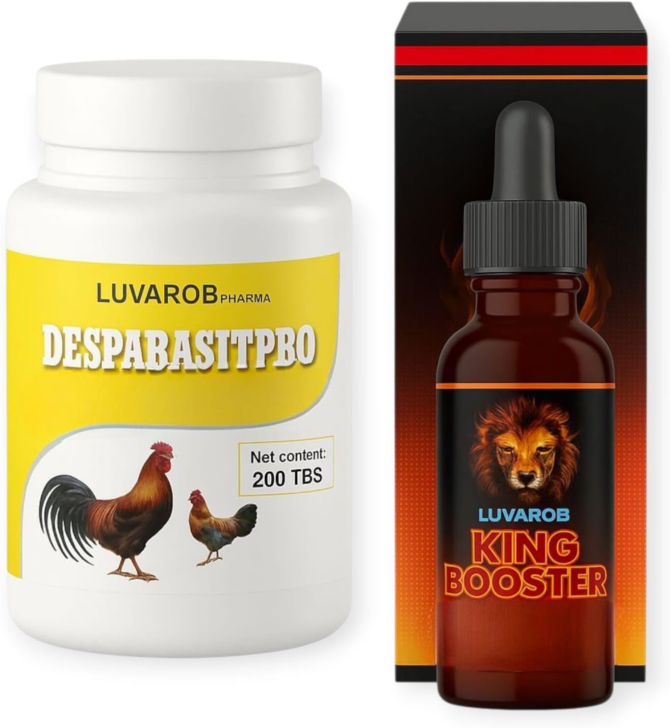 Poultry Pack - Desparatsipro 200 Tablets + King Booster 60ml 2in 1 Veyterinary Formula for Poultry & Ornaments Birds/Routine Care and Maintenance Support.