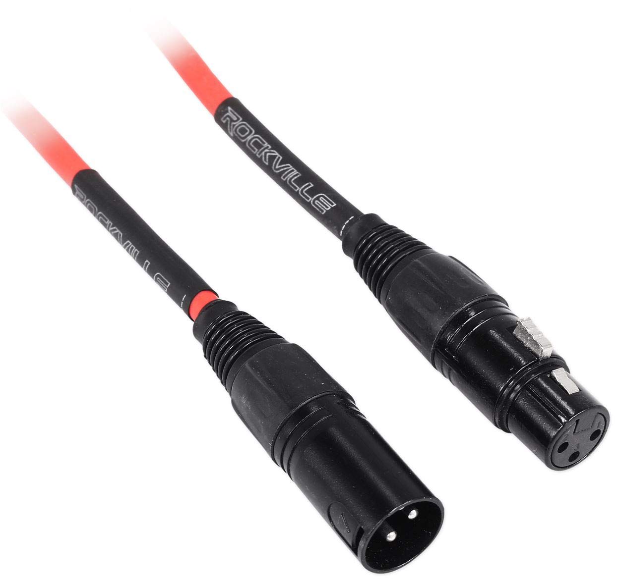 Rockville RCXFM50P-O 50ft Female to Male XLR Mic/Speaker Cable, 100% Copper, 90% OFC Shield, REAN Connectors, Vibrant Orange, for Live Sound and Studio Recording