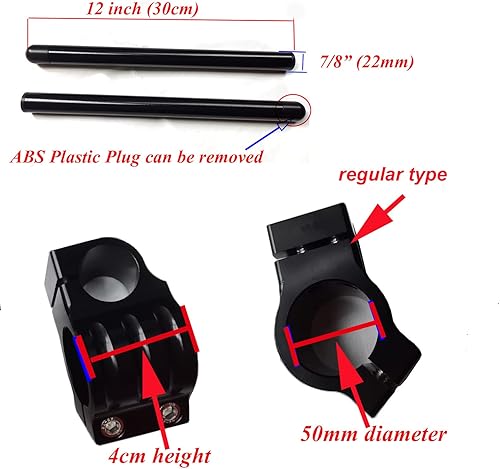 Miniatura 9 de Manillar con clip de 1.614 in, apto para tubo de horquilla de 1.614 in, manubrio de motocicleta Cafe Racer de 78 pulgadas, 1.614 in con clip en