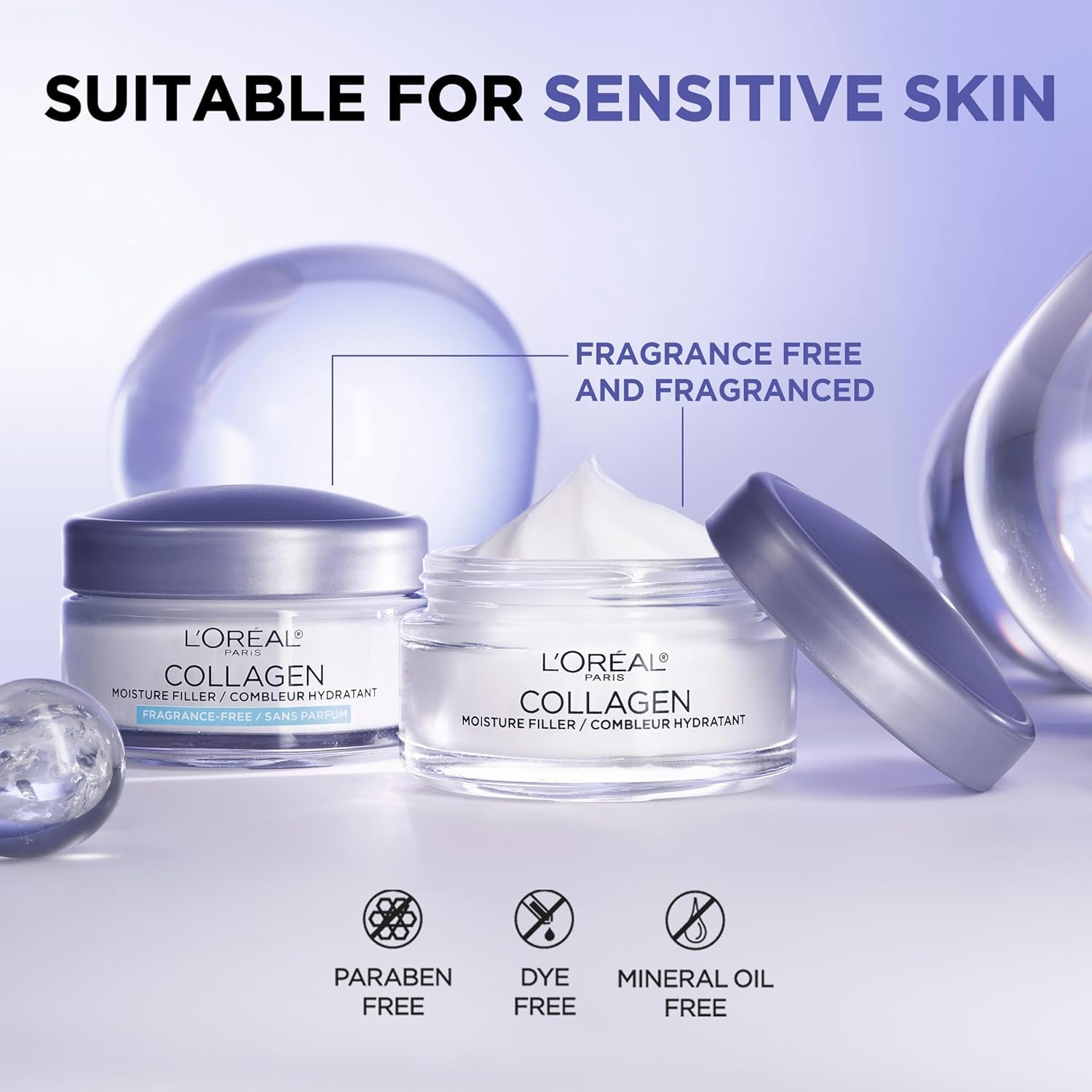 L'Oreal Paris Collagen Moisture Filler Gesichtscreme, Anti-Aging Gesichtspflege, nicht fettende Hautpflege-Formel für bis zu 48 Stunden Hydratation, 100 ml