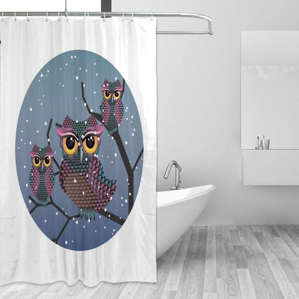 Rideau de douche hiboux pour baignoire familiale en polyester