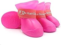 Vista 2 de Botas de lluvia de goma antideslizantes y impermeables para perros, color caramelo, cubierta para patas (negro, L)
