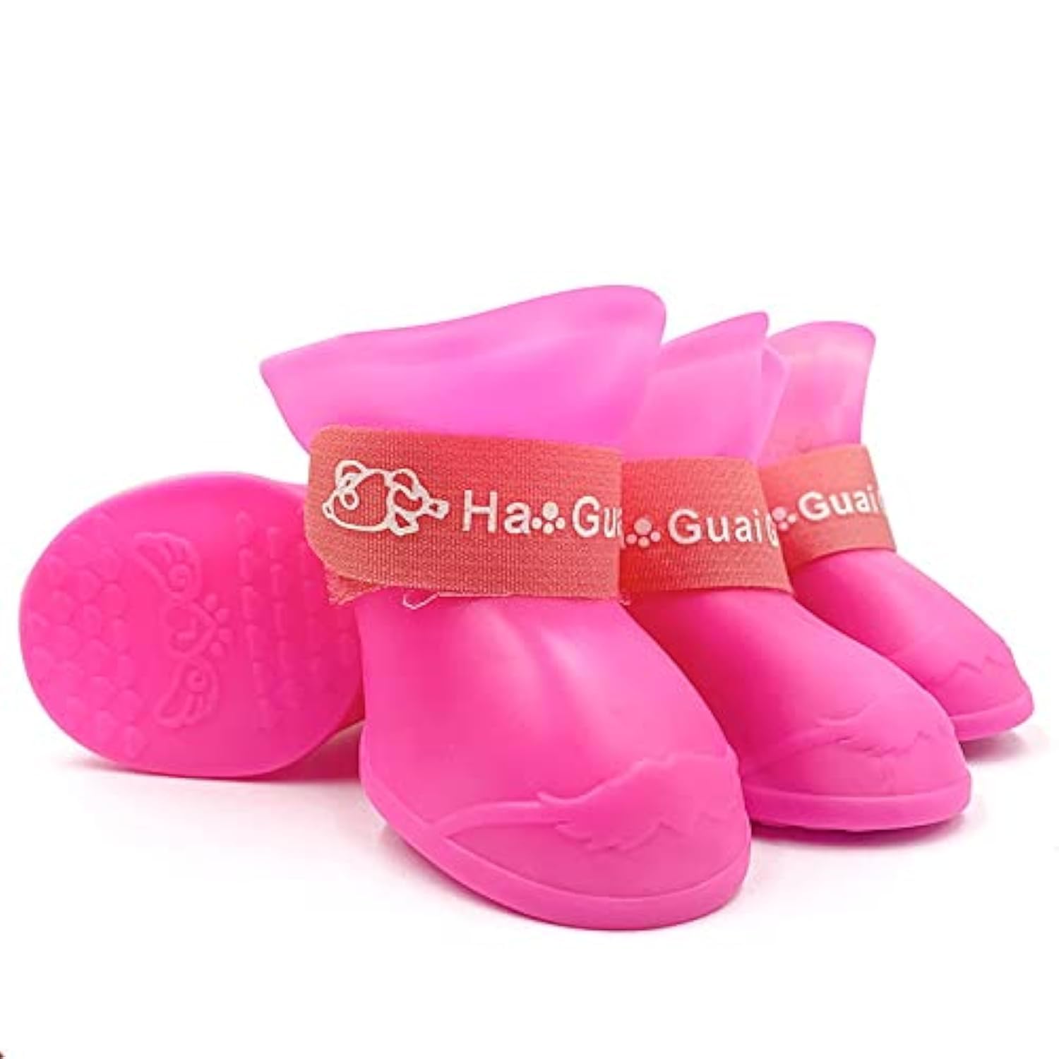 Dogs Candy Colors Anti-Slip Waterproof Rubber Rain Shoes Boots Paws Cover (Pink,M)