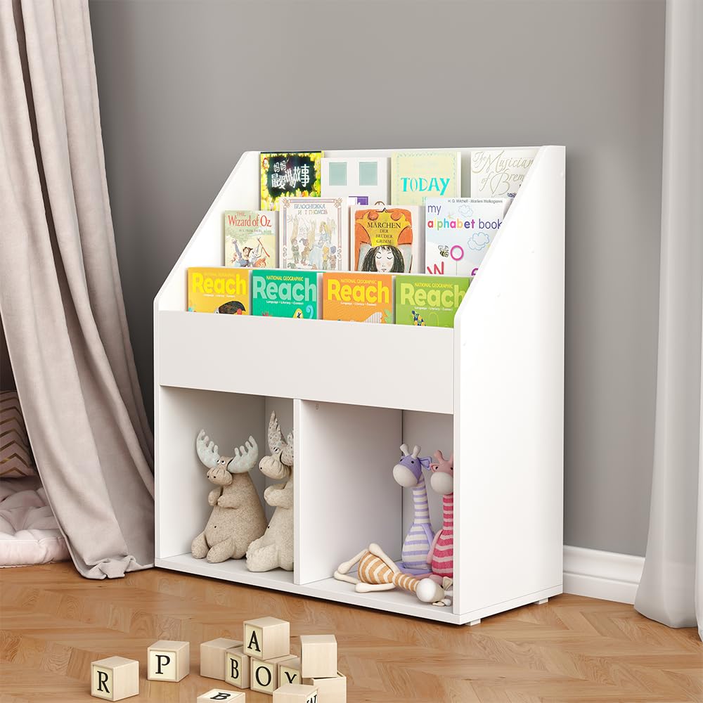 Vicco Kinderregal Conny, Weiß, 72 x 79 cm mit großen Ablagen, geeignet zur Aufbewahrung von Spielzeug und Büchern