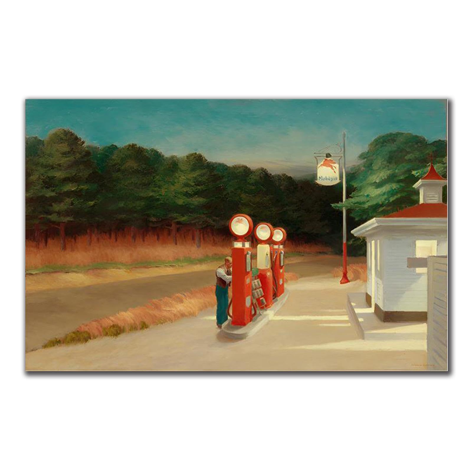 Edward Hopper Gasolinera Pinturas en lienzo Carteles e impresiones modernos Cuadros de arte de pared para la decoración de la pared de la sala de estar 40x65cm (16x26in) con marco