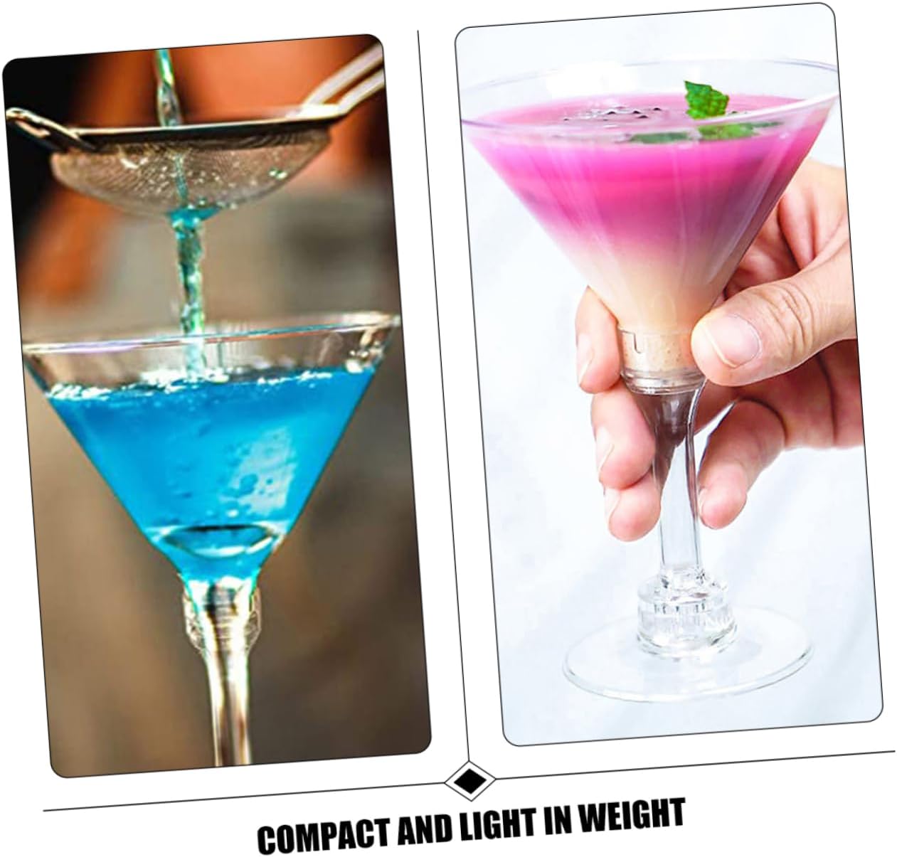 GLEAVI 50pcs Party Cups Stem Plastic Cocktail Goblets for Margarita Wine and Desserts
