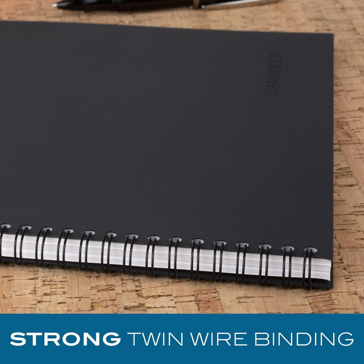 Cambridge Notebook, Business Notebook, 8-1/4" x 11", 80 Sheets, Ruled, Meeting Notes, Flexible Cover, Wirebound, Gray (06132) (Pack of 2)