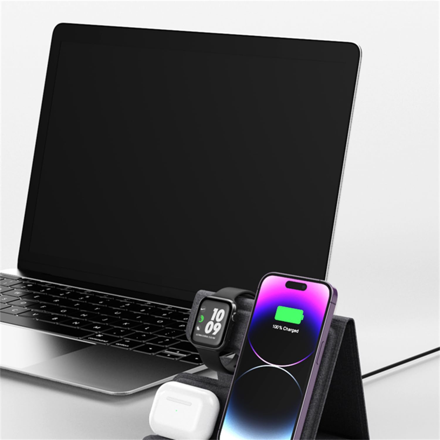 Składana magnetyczna bezprzewodowa stacja ładująca 3 w 1, kompatybilna z ładowarką Apple Magsafe, magnetyczny stojak na ładowarkę bezprzewodową z adapterem 30 W do iPhone'a iWatch AirPods