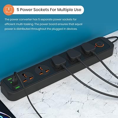 Portronics Power Plate 6 Extension Board - 4 USB + 5 Sockets 2500W