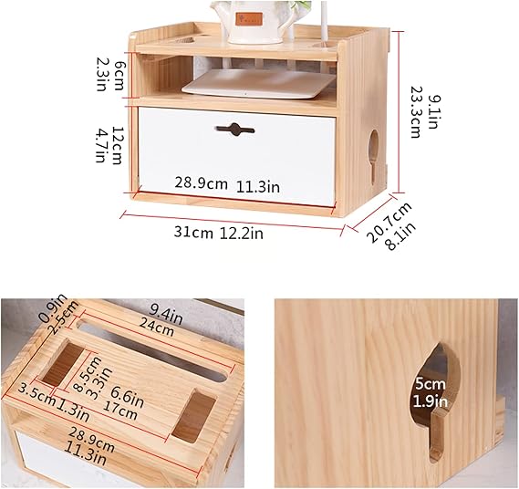 Cable Organizer Box Wooden Router Storage Box Multi-Function Cable Management Box Large Storage Wires Keeper Holder to Hide Wires & Power Strips Cable Management Box (Color : F)