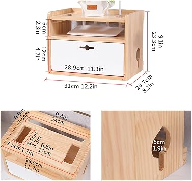 Cable Organizer Box Wooden Router Storage Box Multi-Function Cable Management Box Large Storage Wires Keeper Holder to Hide Wires & Power Strips Cable Management Box (Color : F)