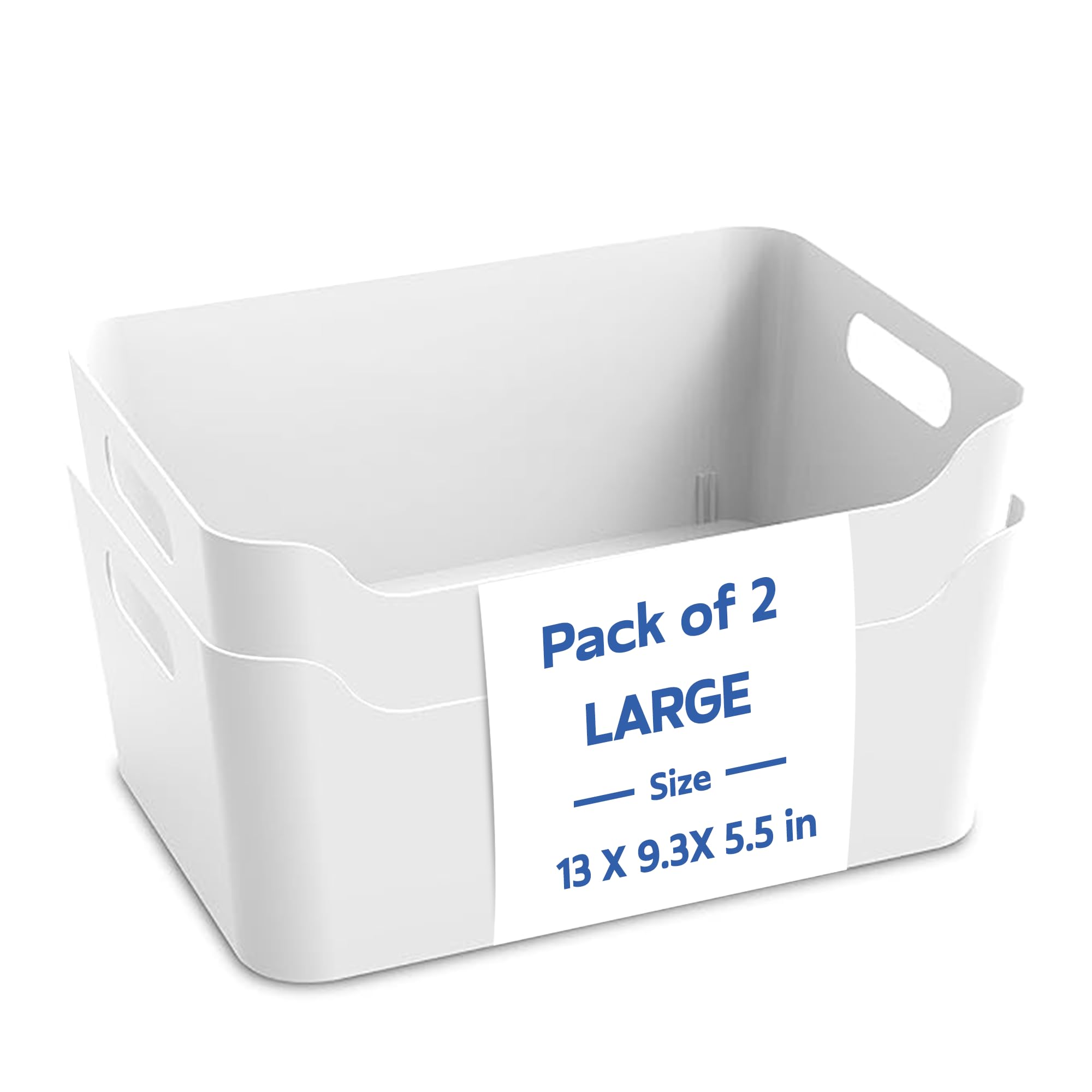 KOLORR Jolly Plastic Large Basket with Handle for Storage Box| Multipurpose Light Weight Plastic Baskets organiser for Clothes Toys Stationary Cosmetics Livingroom Bathroom | Pack of 2 - Nir White-picture-26