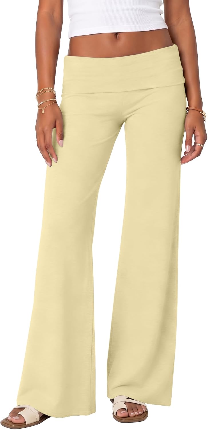 ONLYSTORY Y2K Fold Over Pants Low Rise Yoga Pants Casual Lounge Sweatpants