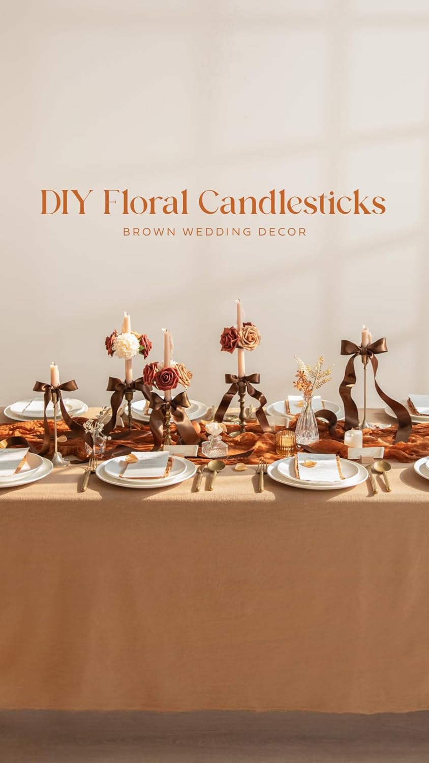 Ling's moment Artificial Flowers, 25Pcs 3" Roses in Terracotta Shades, Realistic DIY Foam Floral Decor for Wedding Bouquets/Centerpieces, Outdoor Party Backdrops, Room/Table, Garden/Pot Decorations