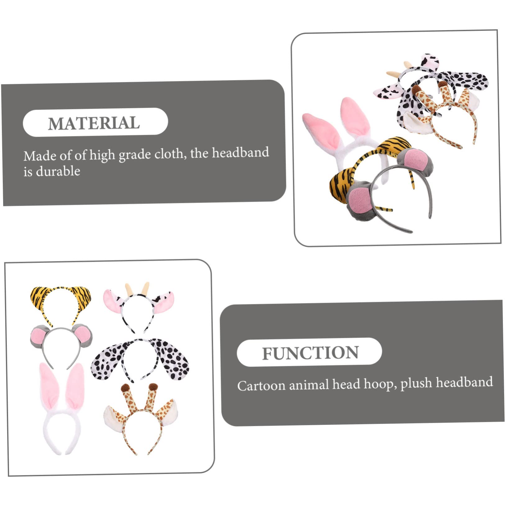 VICASKY 30 Pièces Bandeaux Oreilles Animaux Accessoire Cheveux Adorable pour Fêtes Garçon Fille Costume Girafe Tigre Lapin Souris