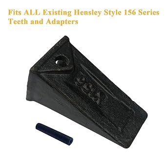 X156 Bucket Tooth + P156 Roll Pin Replacement for Hensley Style for Takeuchi TB135 for Kubota Excavator for Skid Steer Backhoe Loader, Short Bucket Teeth X156 X156S P156 6716001 TX156X- 10 Pack