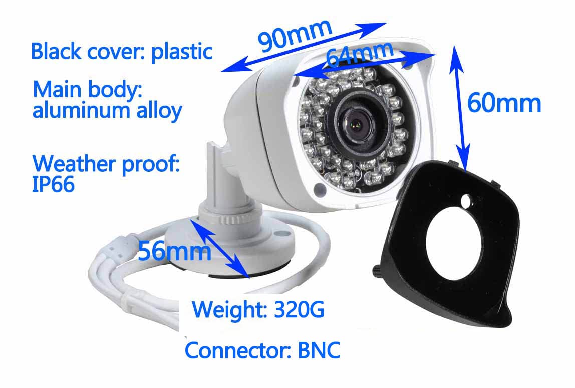 BlueFishCam 2MP AHD CCTV Camera 2.0MP AHD, TVI,CVI with OSD Sticker 1080P CMOS Chips with IR-Cut CCTV Intrared 36 LEDs Security Surveillance System 3.6mm Lens