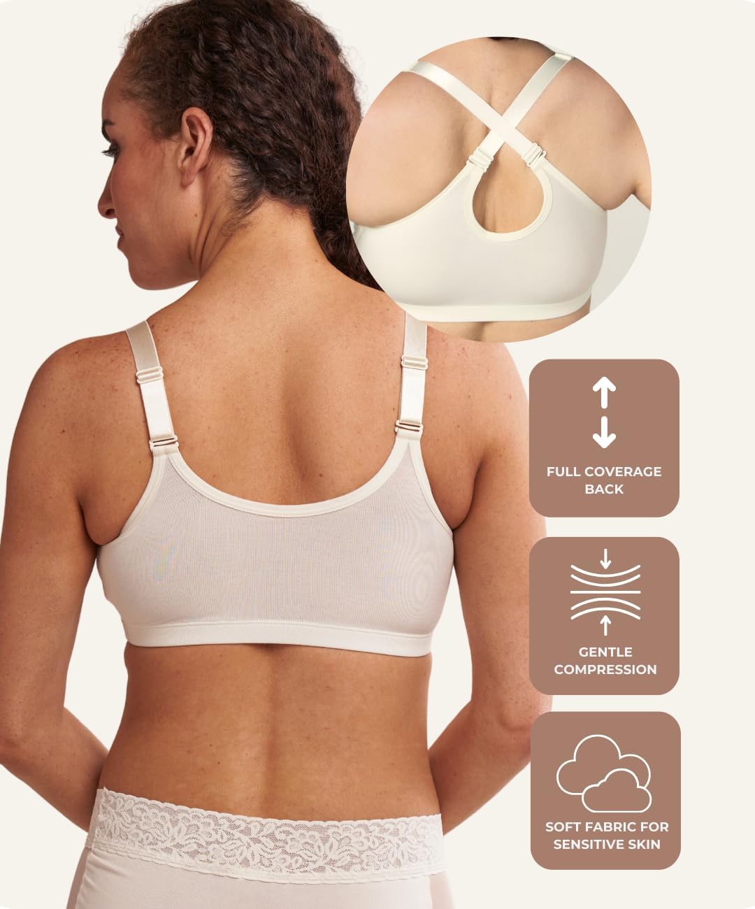 AnaOno Post-Surgical Pocketed Recovery Mastectomy Bra - Soft Compression Bra with Breast Pad Inserts - Image 3