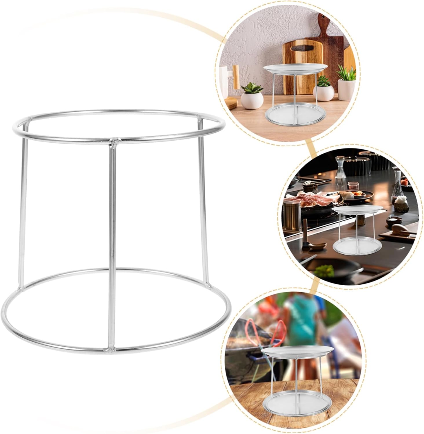 3PCS Stainless Steel Seafood Plate Display Rack Double Layer Food Tray Stand for Buffet Serving Versatile Utensil Holder for Creative Dining Experience Space Saving Design