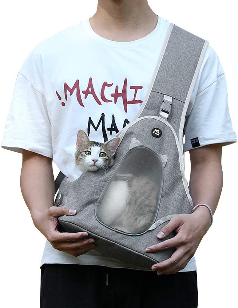 Zacro Pet Sling Carrier - Hand-Free Sling for Small Dog Cat Outdoor Travel, with Breathable Mesh Adjustable Shoulder Strap&Belt, Pet…