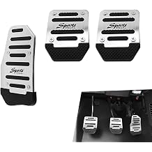 3PCS Car Non-Slip Metal Pedal Pads, Manual Transmission Brake Gas Clutch Covers, Anti-rubbing Thicked Protectors, Universal for Car SUV ATV Silver