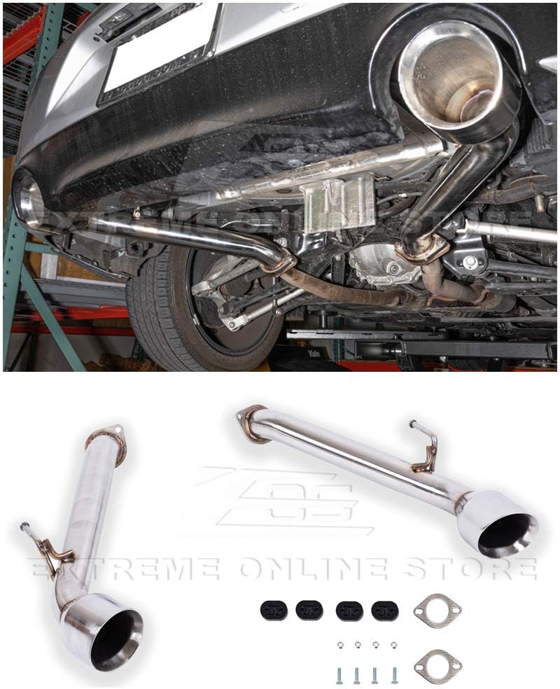 Replacement For 2017-Present Infiniti Q60 STAINLESS STEEL POLISHED SILVER Muffler Axle Back 4" Double Wall Dual Tips Exhaust