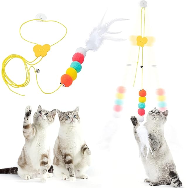 Foto 3 de 7 de ESTER Interactive Door Hanging Cat Feather Toy with Long Elastic String
