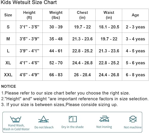 Miniatura 4 de Traje de neopreno completo para niños de 0.098 pulgadas (0.098 in), protección UV, mantiene el calor, trajes de neopreno de manga larga para