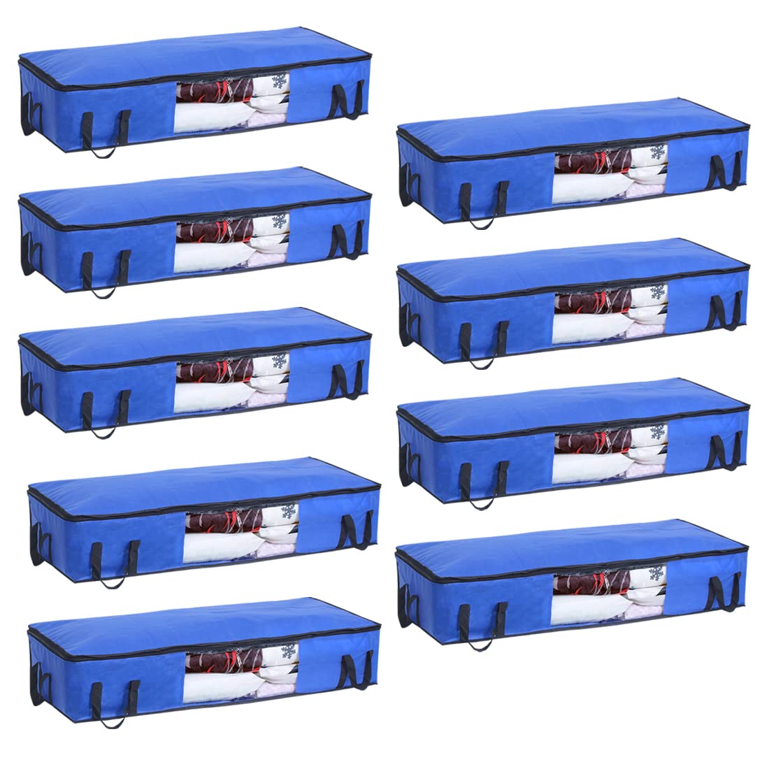 Pretty Krafts Pack of 9 Non Woven Moisture Proof Underbed Cloth Storage Organizer with Zipper Lock & Handles | Wardrobe Organizer for Cloth Saree Quilt Blanket Toy Storage Bag (98x40x19cm, Blue) (B07R6DB9PL) Amazon Price History, Amazon Price Tracker