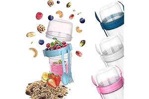 Reusable Yogurt Parfait Cups with Lids: 4-Pack, 22 oz, On-the-Go Yogurt Snack Cups