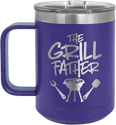 Miniatura 10 de The Grillfather B Taza de café de 15 onzas con tapa deslizante  Taza de café de viaje aislada  Idea de regalo para barbacoa y parrilla para hombres