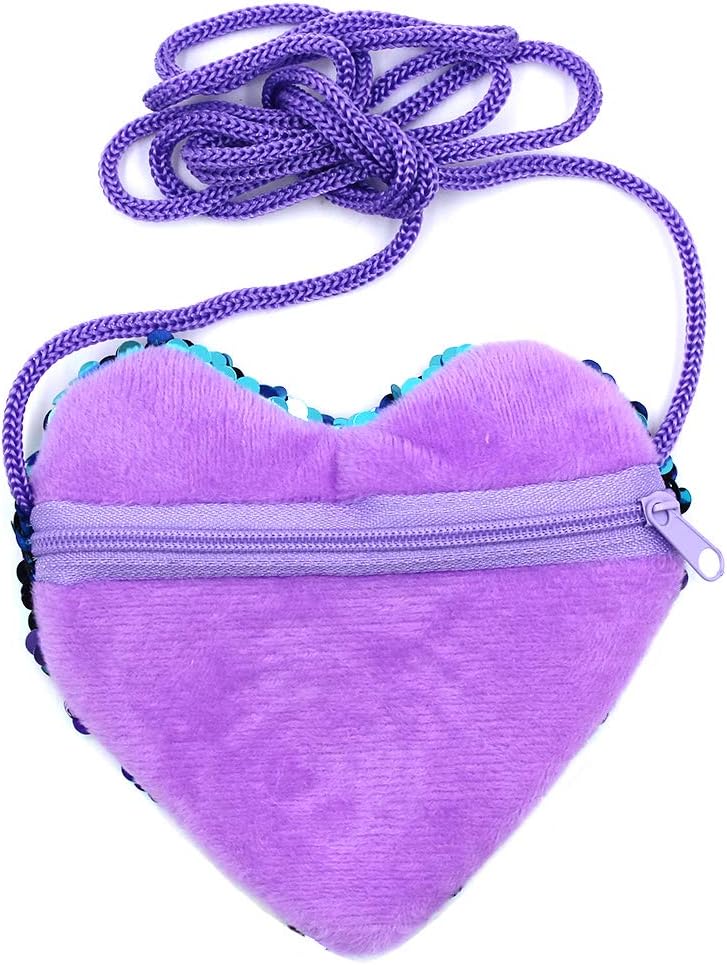 ZGMYC 2 Pcs Glitter Heart Mini Crossbody Bag for Girls Kids Reversible Sequin Small Coin Purse Wallet Cute Holiday Gift image 4