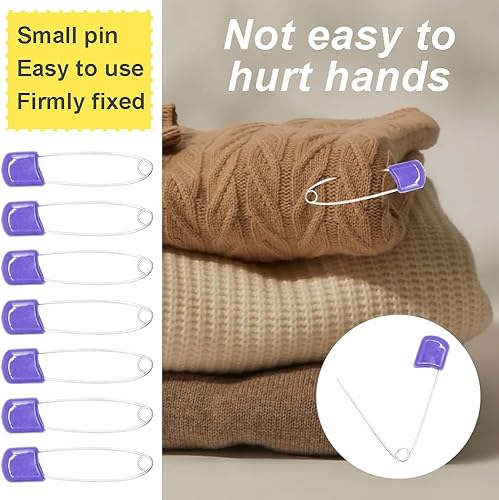 Miniatura 4 de 50Pcs 2.2" Plastic Head Safety Pin Nappy Cloth Diaper Safety Pins with Safe Locking Closures (Purple)