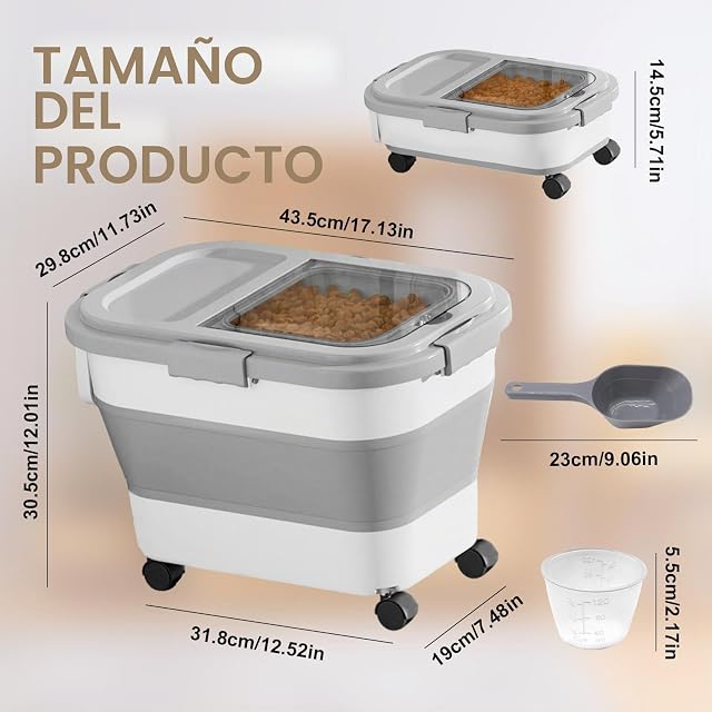 Foto 2 de 8 de Zyluniy Contenedor Plegable para Alimentos de Mascotas 7-10kg, Contenedor de comida para perros