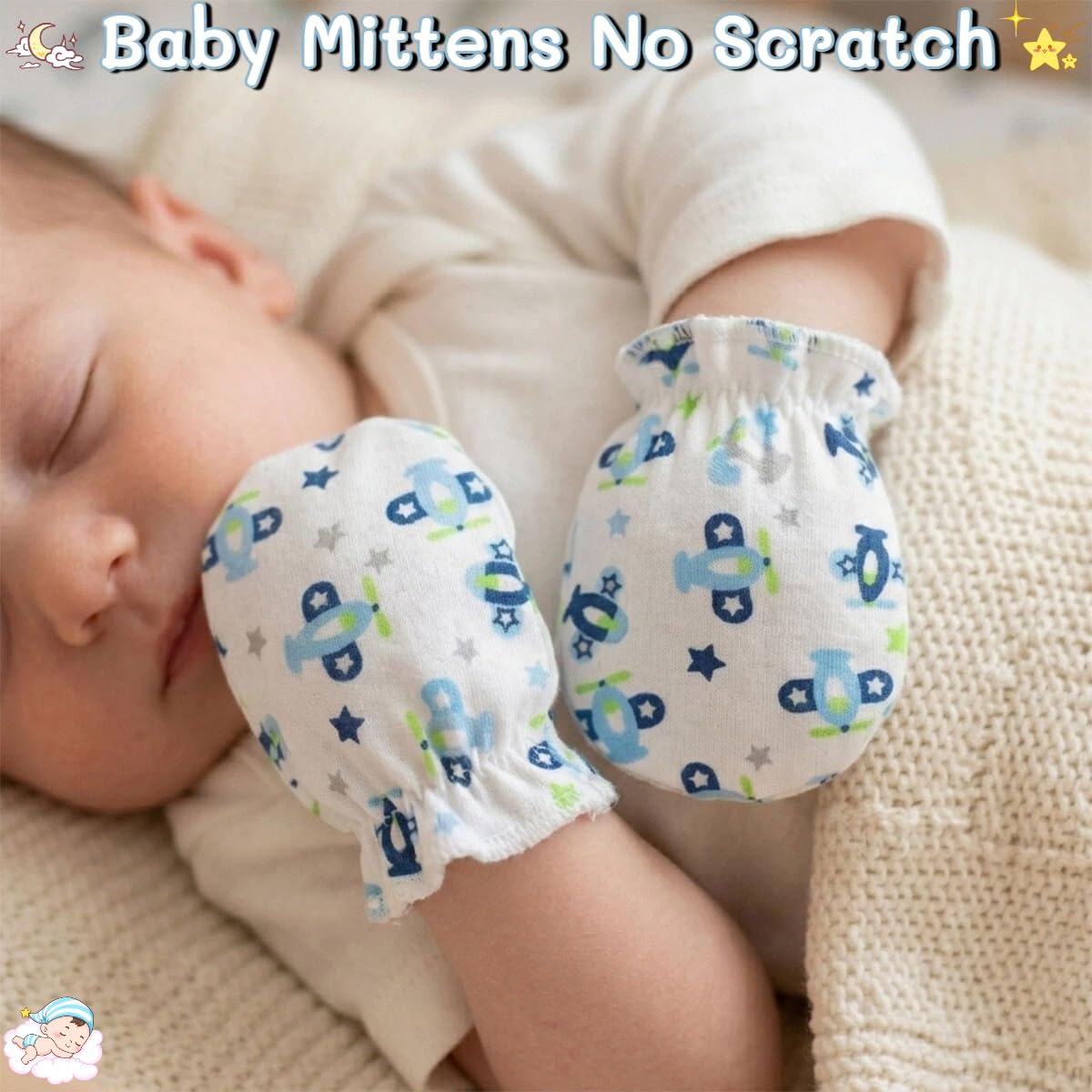 8 Pairs Baby Mittens Newborn Mittens No Scratch Baby Gloves 0-6 months | Cotton Infant Mittens Elastic Wrist Gloves Mittens for Newborn Baby Hand Mitten Baby Essentials for Boys and Girls