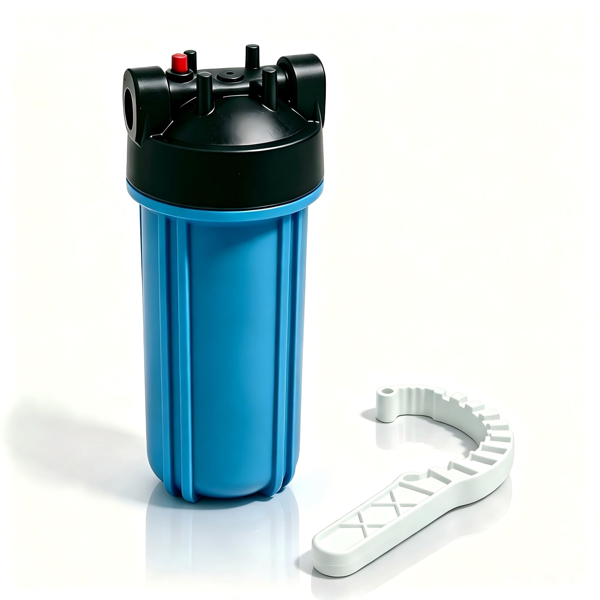 10 "x 2,5" singolo alloggiamento filtro acqua blu con cartuccia filtro PP & chiave per la filtrazione dell'acqua domestica