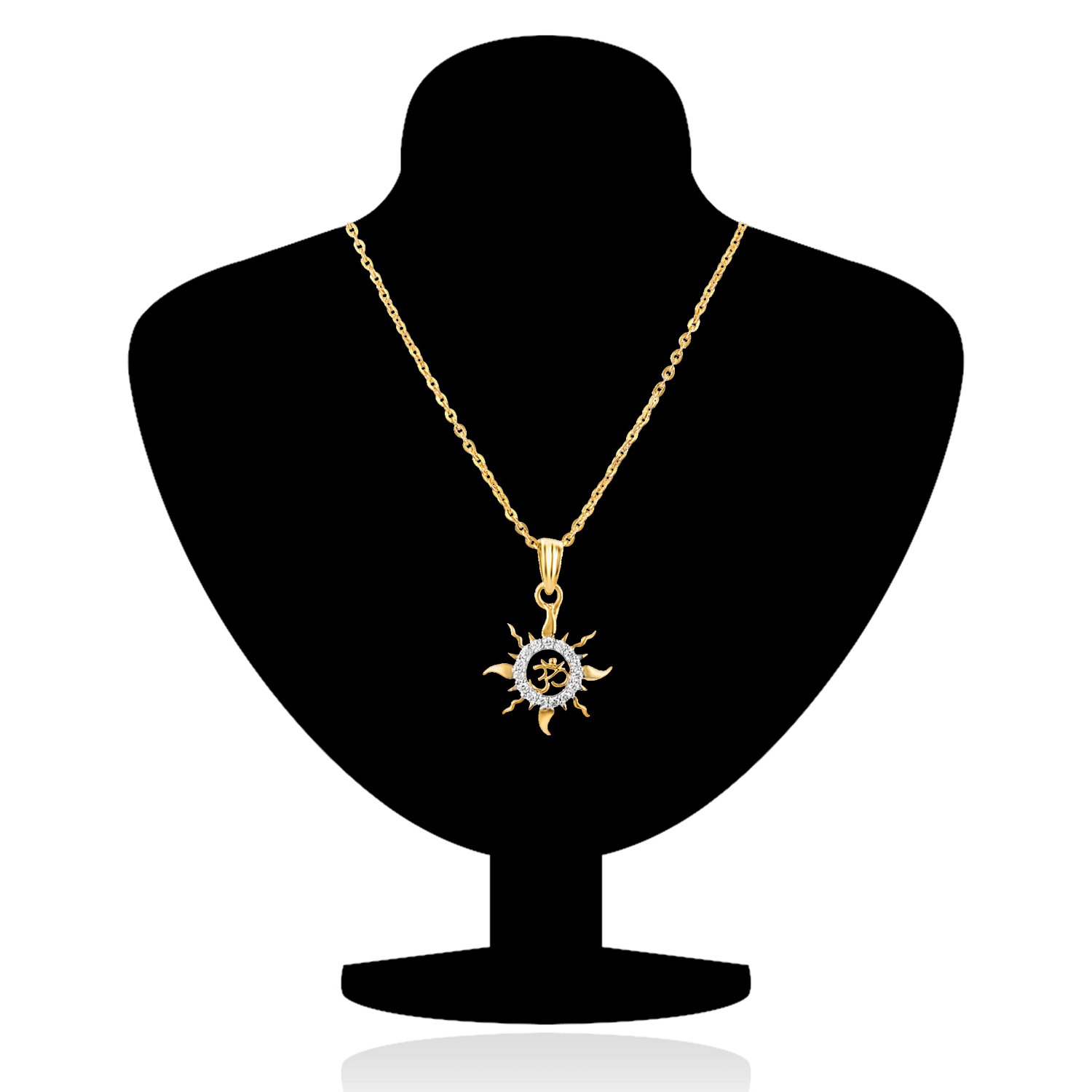 Gold-Plated Om Pendant with CZ