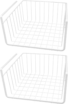 Southern Homewares White Wire Under Shelf Storage Basket Set - Piece Under Cabinet Hanging Storage for Kitchen, Pantry, Organization, Pack of 2