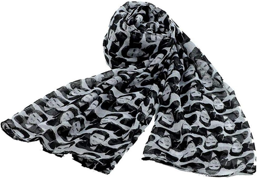 LingsoWomen Scarf for Girl Boy Gift Fashion Men's Elvis Presley Black Wrap & Shawl White
