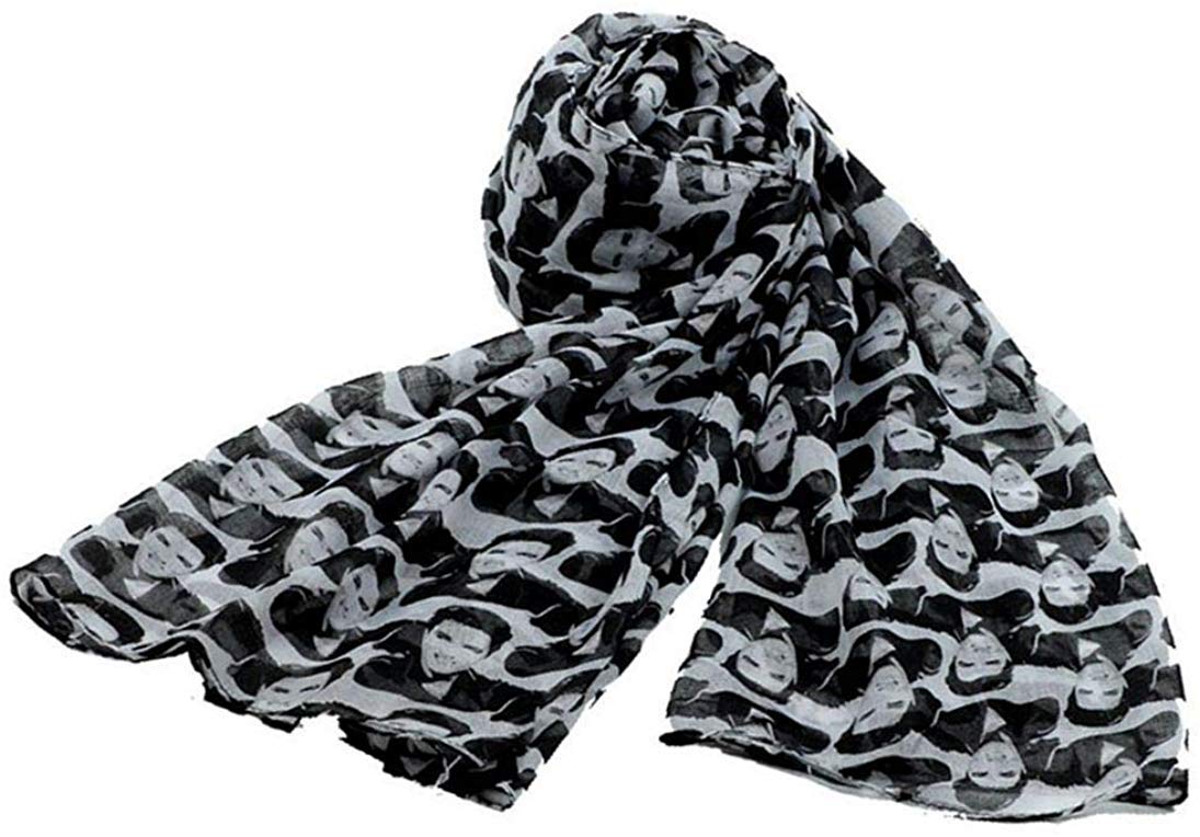 LingsoWomen Scarf for Girl Boy Gift Fashion Men's Elvis Presley Black Wrap & Shawl White