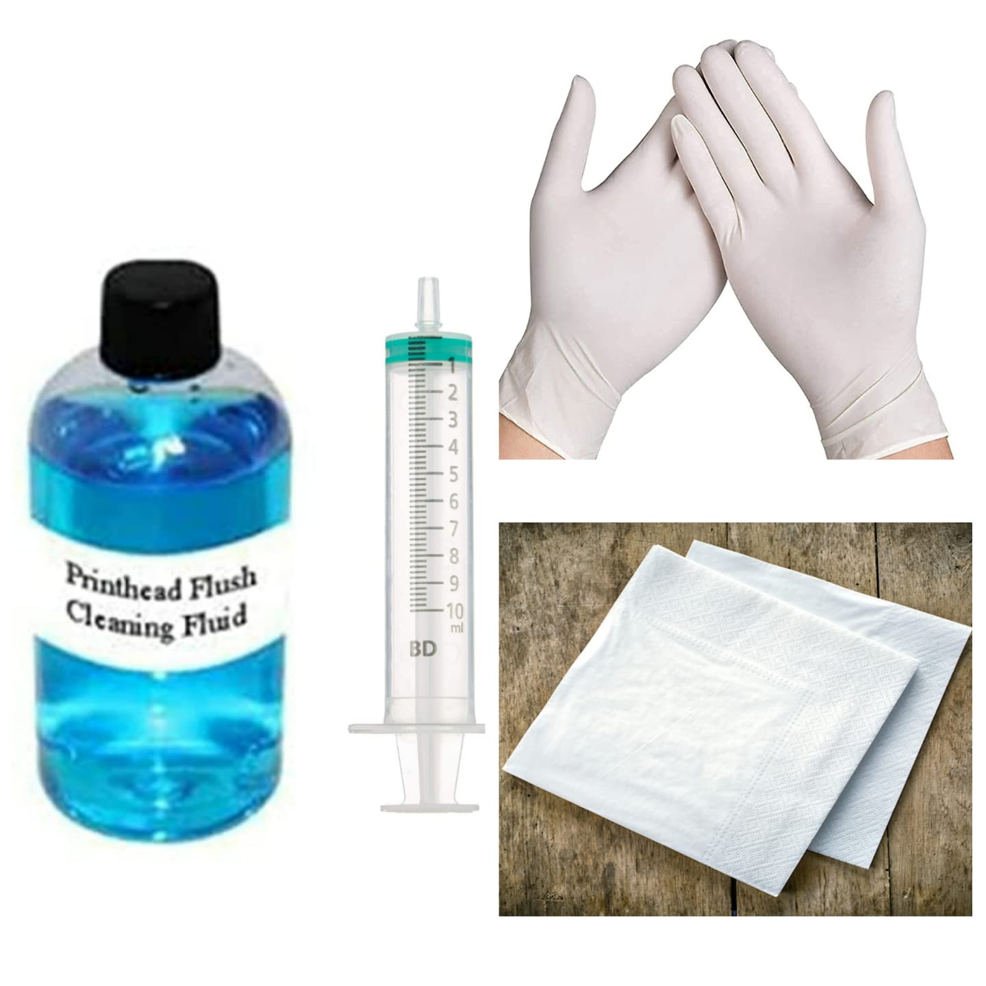 Head Cleaning Solution Liquid 100 ML Compatible for EPSON/Brother/EPN L Series/HP/Canon Cartridge & CISS + 1 Syringe +2 Gloves+ 2 Napkin