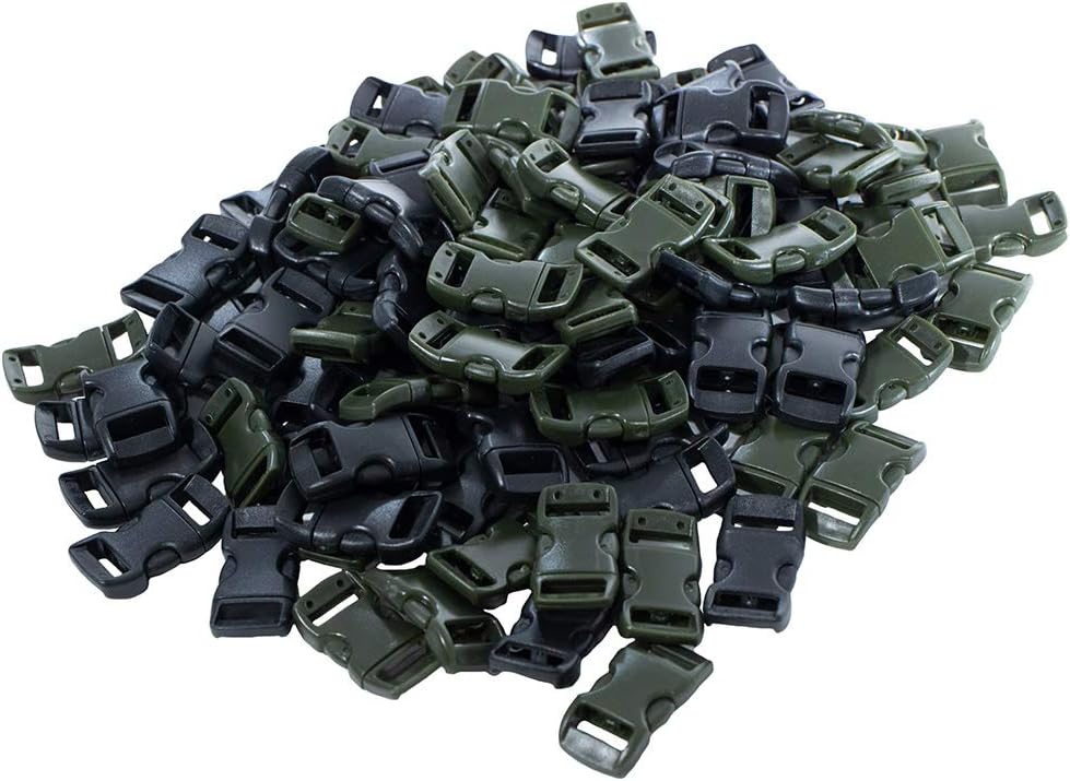 Contoured Side Release Buckles, 3/8 Inch, 200 Pack, Assorted Neon - 3/8 Inch Webbing, Straps, Paracord Bracelets and More